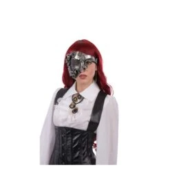 MASCHERA MEZZO VISO ARGENTO STEAM PUNK