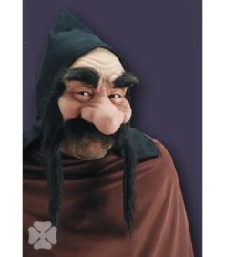 MASCHERA MEZZO VISO IN FINGOMMA Con BAFFONI NERI E CAPP.