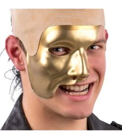 Maschera Mezzo Viso Oro In Plastica