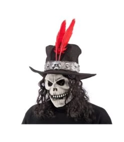 MASCHERA SCHELETRO IN LATTICE Con CAPPELLO E CAPELLI