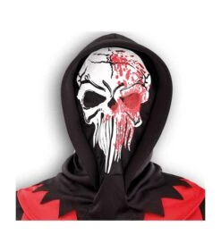 MASCHERA SCHELETRO INSANGUINATO CON CAPPUCCIO