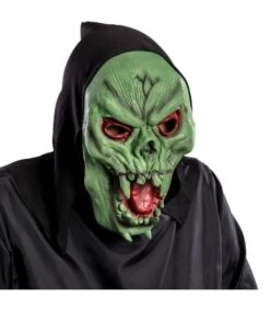 Maschera Scheletro Verde In Fingomma Cappuccio