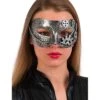 Maschera Steampunk Argento In Plastica Rigida Su Cartoncino
