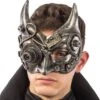 Maschera Steampunk Diavolo Argento In Plastica Rigida -Pelatelli maschera steampunk diavolo argento in plastica rigida