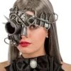 Maschera Steampunk Mezzo Viso Argento In Plastica Rigida