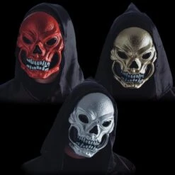 MASCHERA TESCHIO METALLIZZATOCON CAPPUCCIO