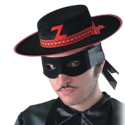 MASCHERA ZORRO SCAMOSCIATA NERA CON FASCE