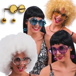 OCCHIALI DISCO DANCE Con ORECCHINI Colori Assortiti SU CARTONCINO