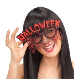 Occhiali Scritta Halloween Rossa E Pizzo