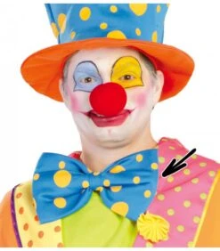 PAPILLON DA PAGLIACCIO A POIS BLU E ARANCIONE DA 25 CM.