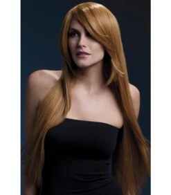 PARRUCCA AMBER COLOR RAME, LISCIA CON FRANGIA LUNGA