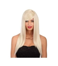 PARRUCCA BIONDA LISCIA LUNGA CON FRANGIA (EFFETTO NATURALE) PVC