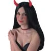 PARRUCCA DIAVOLESSA NERA Con CORNA -Pelatelli parrucca diavolessa nera con corna