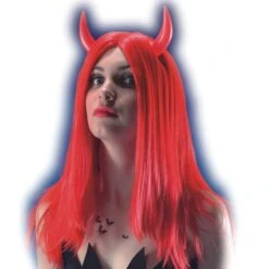PARRUCCA DIAVOLESSA ROSSA Con CORNA