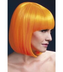 PARRUCCA ELISE ARANCIONE NEON CORTA CON FRANGIA