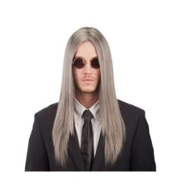 PARRUCCA GRIGIA LISCIA LUNGA (EFFETTO NATURALE) PVC