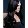 PARRUCCA KHLOE NERA, MOSSA CON FRANGIA LUNGA -Pelatelli parrucca khloe nera mossa con frangia lunga