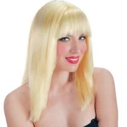 Parrucca Liscia Bionda Con Frangia