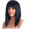 Parrucca Liscia Nera Con Frangia