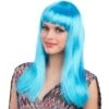 Parrucca Lunga Liscia Azzurra Frangia -Pelatelli parrucca lunga liscia azzurra frangia