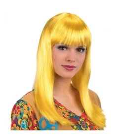 Parrucca Lunga Liscia Gialla Frangia