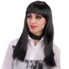 Parrucca Lunga Liscia Nera Frangia