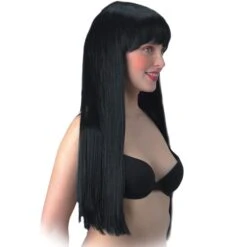Parrucca Nera Lunghissima Con Frangia