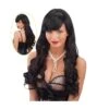 PARRUCCA NERA MOSSA LUNGA Con Frangia (EFFETTO NATURALE) PVC -Pelatelli parrucca nera mossa lunga con frangia effetto naturale pvc