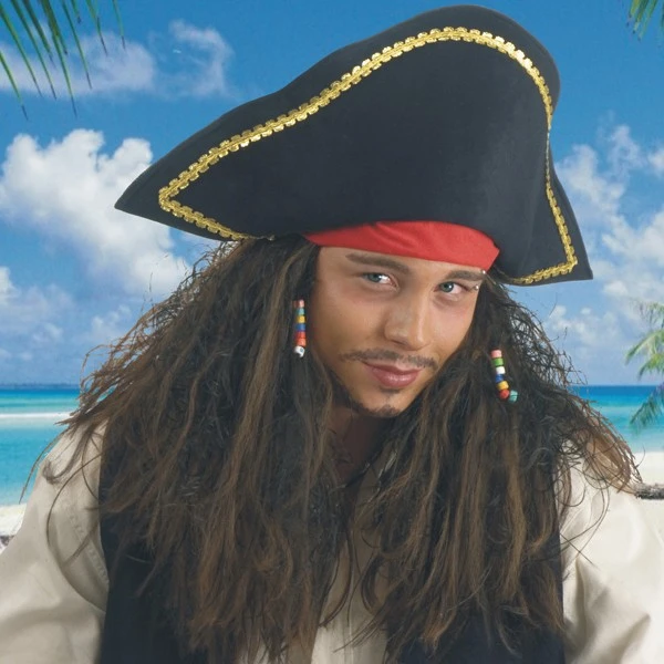 PARRUCCA PIRATA DELLE BERMUDA Con BANDANA E CAPPELLO 3 PARRUCCA PIRATA DELLE BERMUDA Con BANDANA E CAPPELLO