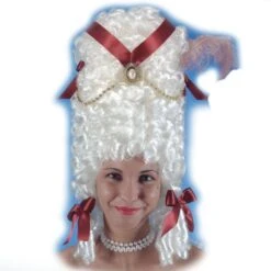 Parrucca Pompadour Bianca Con Decorazioni