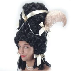 Parrucca Pompadour Nera Con Decorazioni