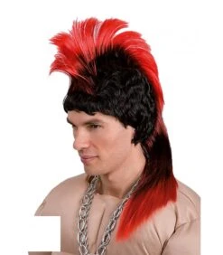 PARRUCCA PUNK CON CRESTA ROSSA PVC