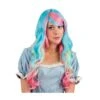 PARRUCCA ROSA, AZZURRA E VERDE ACQUA MOSSA LUNGA Con Frangia (EFF.NAT.) PVC -Pelatelli parrucca rosa azzurra e verde acqua mossa lunga con frangia effnat pvc