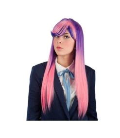 PARRUCCA ROSA E VIOLA LISCIA LUNGHISSIMA Con Frangia(EFF. NAT.)