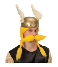 Parrucca Vikingo Gialla Baffi