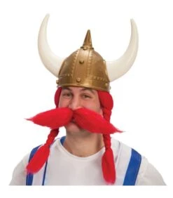 Parrucca Vikingo Rossa Baffi