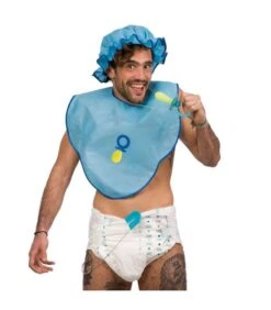 Set Bebe' Azzurro (bavaglino E Cuffia) In Tessuto