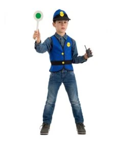 Set Poliziotto (gilet, Cappello, Radiolina E Paletta)