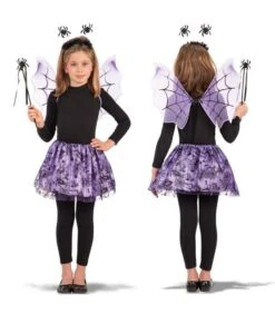 Set Ragnetto Viola Bimba (gonna,ali H.cm. 36x46 Ca., Cerchietto E Bacchetta)