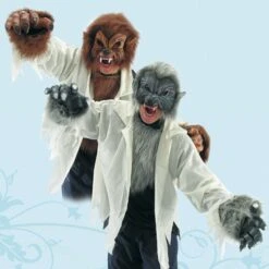 SET UOMO LUPO (CAMICIA STRACCIATA, MASCHERA,MANI E PETTORINA PELOSA) 2 MOD.ASS.